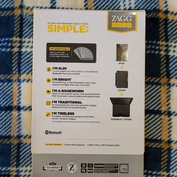 ZAGG Cover Case with Backlit Bluetooth Keyboard for Apple iPad mini1& iPad mini2 - Picture 2 of 2